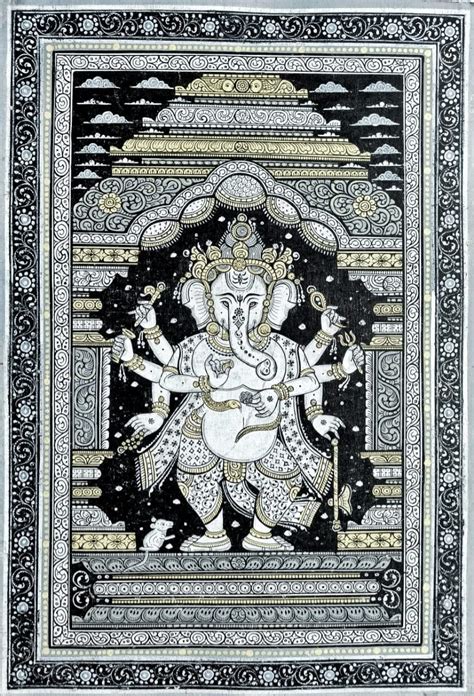 CLIO'S HERITAGE STORE Pattachitra Painting Of Ashtabhuja Ganpati On ...