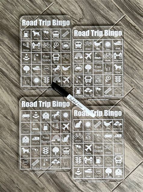 Acrylic Car Bingo Game | Dry Erase Back Seat Bingo Set of 2 or 4 Board ...