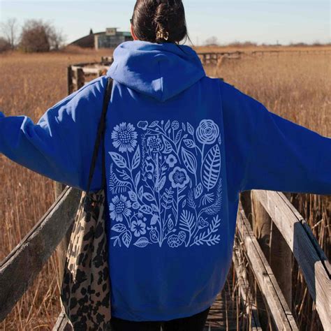 Wildflowers Hoodie Royal Blue Hoodie Baby Blue Hoodie Retro - Etsy in ...