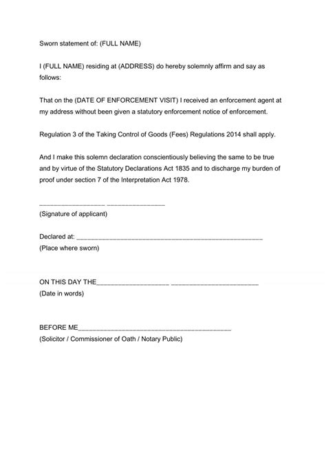 Image result for Statutory Declaration Form Examples