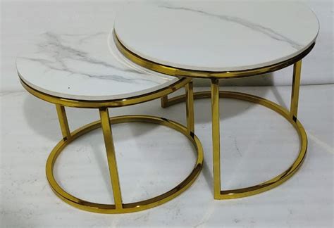 CLASSIC NESTING SIDE CENTER TABLE WITH BLACK MARBLE TOP – SUREKH DECOR