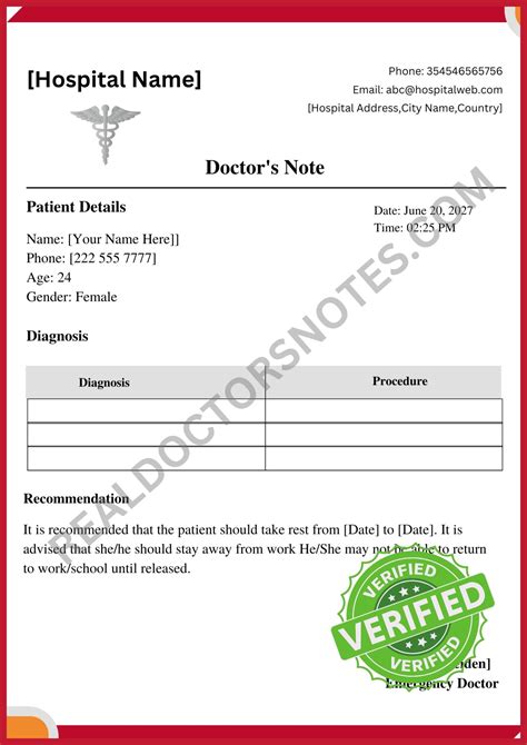 Doctors Note for Sprained Ankle Template