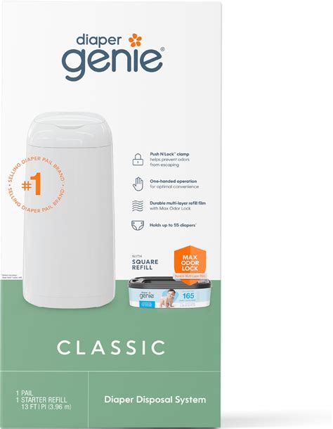 Amazon.com: Diaper Genie Classic Pail Includes 1 Starter Square Refill ...