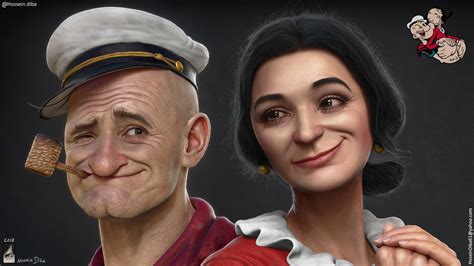 Popeye and Olive Oyl by Hossein Diba : r/Caricatures