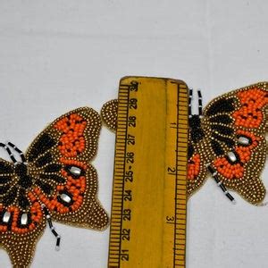 Buy 2 Pieces Butterfly Beaded Patches Applique Handmade Embroidered ...