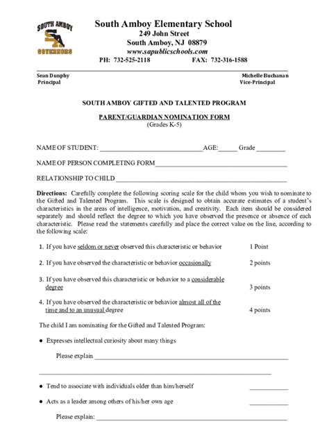 Fillable Online Gifted and Talented Program Nomination Form Fax Email ...