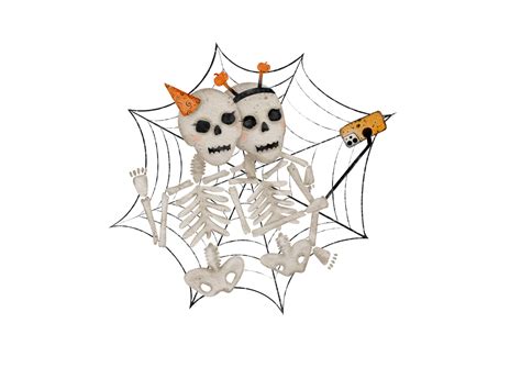 Halloween Skeleton Selfie. Male and Female Skulls Celebrating Dia de Muertos with Fun Style ...