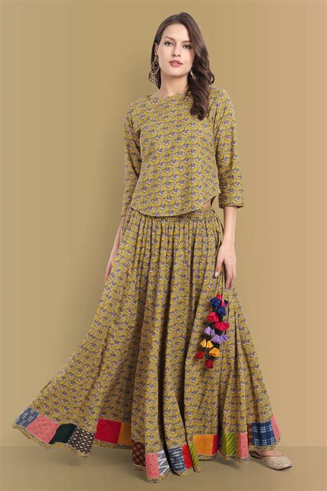 Mustard Mosaic Kali Skirt with Top - Women's Mustard Yellow Skirt ...