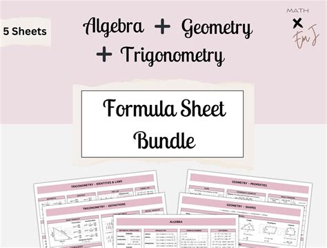 Image result for Middle School Math Formula Sheet