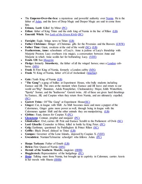 Chronicles of narnia char. | DOCX