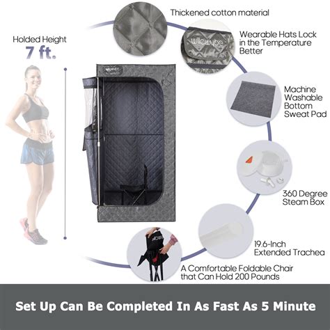 Buy Full Size Portable Steam Sauna, Personal Home Spa with Bluetooth ...