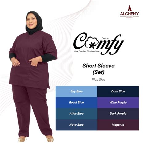 Women Plus Size Scrub Suit Comfy Cotton - Set (Shirt + Pants) | Shopee ...