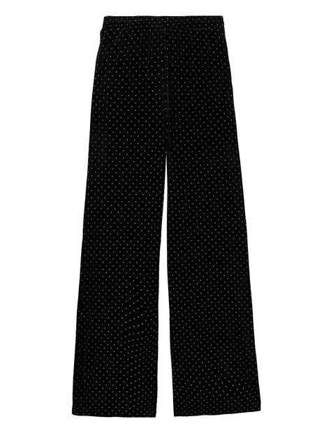 Buy Velvet Studded Wide Leg Trousers at Marks & Spencer