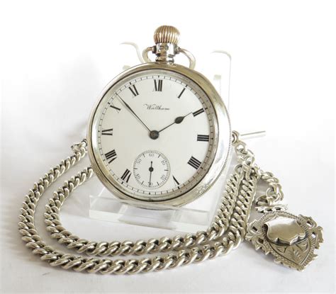 1940s Silver Waltham Pocket Watch & Chain