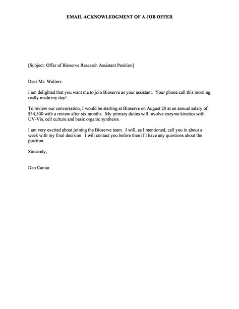 Offer Letter Acceptance Email 的图像结果