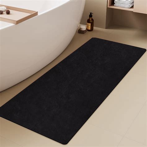 Amazon.com: TYUU Black Bath Mat, Bathroom Rugs Non Slip Washable Thin ...