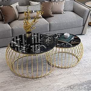 NAMRA ARTS Nesting Coffee Table Set Round Accent Tea Table Set of 2 ...