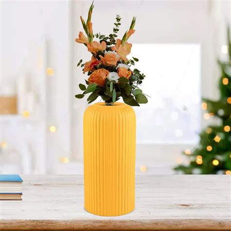 Lasaki Lasaki Evelyn Medium Saffron Ceramic Flower Vase for Living Room ...