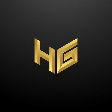HG Logo Monogram Letter Initials Design Template with Gold 3d texture ...