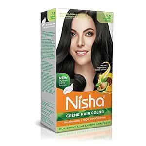 Nisha Creme Hair Color, Permanent Hair Colour Natural Black, Silky ...