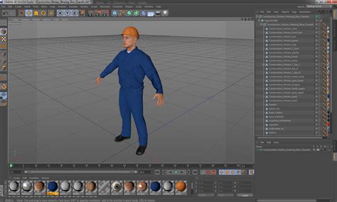 3D Construction Worker Wearing Blue Overalls | 3D Molier International