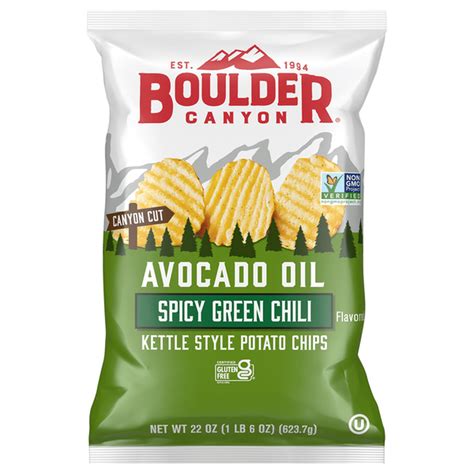 Boulder Canyon Potato Chips, Spicy Green Chili, Avocado Oil, Canyon Cut ...