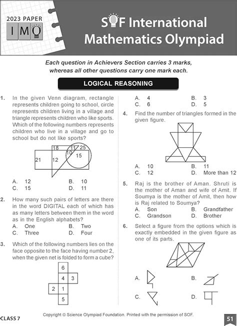 MTG International Mathematics Olympiad (IMO) Workbook for Class 7 - MC ...