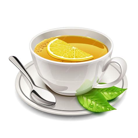 Cup of tea with lemon | Premium Vector