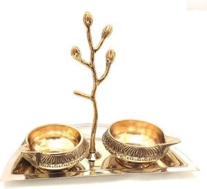 Artshai Artshai Beautiful Brass Diya Tealight Holder Pooja Oil lamp Set ...