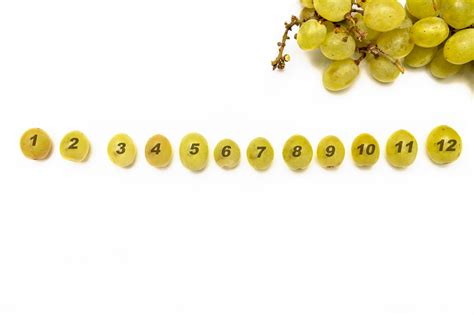 Premium Photo | Grapes in a row with numbers, 12 lucky grapes for new ...