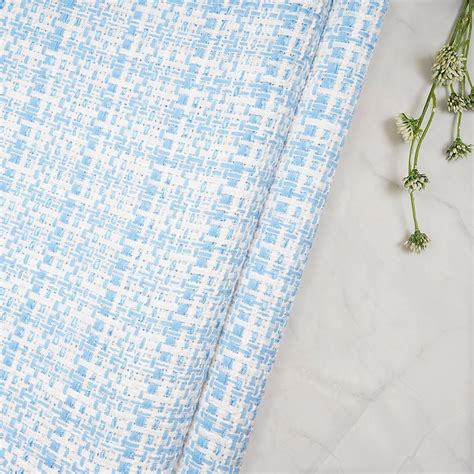 Buy White-Blue Premium Tweed Fabric (60" Width) 11007/45 | FFAB