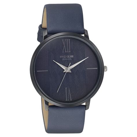 Poze by Sonata Quartz Analog Blue Dial Leather Strap Watch for Men