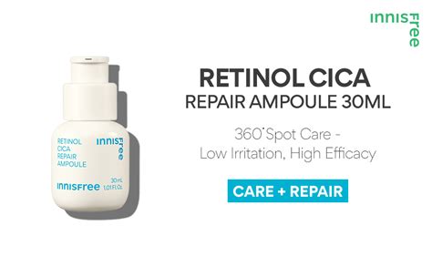 Innisfree Retinol Cica Repair Ampoule 30ml with Hyaluronic Acid, Korean ...