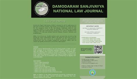 Call For Papers, Damodaram Sanjivayya National Law Journal, Uniform ...