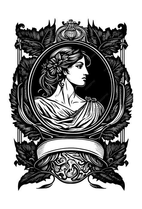 Premium Vector | Beautiful egyptian cleopatra symbol black and white hand drawn logo illustration