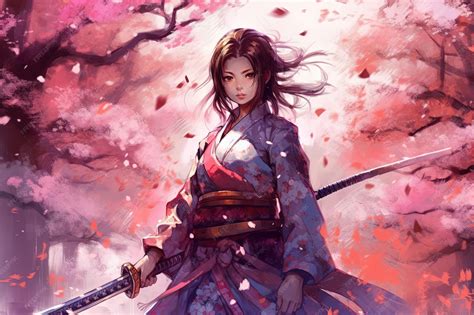 Premium AI Image | Fierce samurai girl wielding a katana and wearing ...