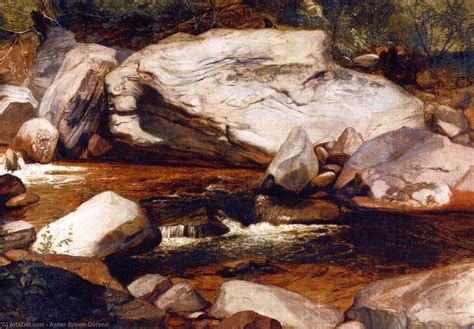 Paintings Reproductions Landscape: Creek and Rocks, 1850 by Asher Brown ...