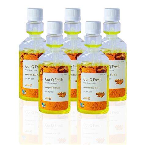 Cur-Q-Fresh Tulsi Curcumin Mint Herbal Mouth Wash (Pack of 5) 100 ml ...