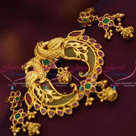 PS7501 One Gram Gold Plated Ruby Emerald Double Side Tiger Nail Pendant ...