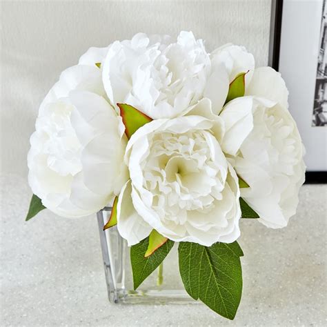 Buy Gloria Crystal Artificial Peony Flowers in Glass Vase from Home ...