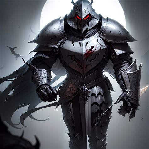 A close up of a knight with a sword and a full moon - SeaArt AI