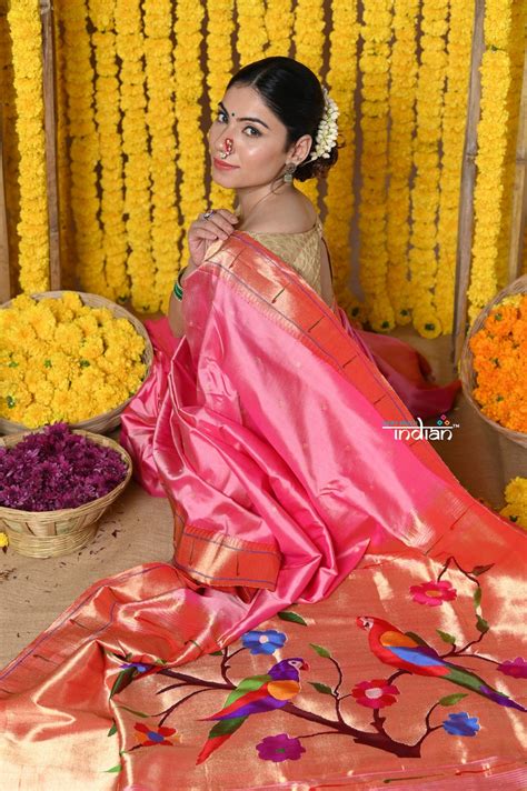 Buy Rajsi~ Handloom Pure Silk Muniya Border Saree WIth Handcrafted ...