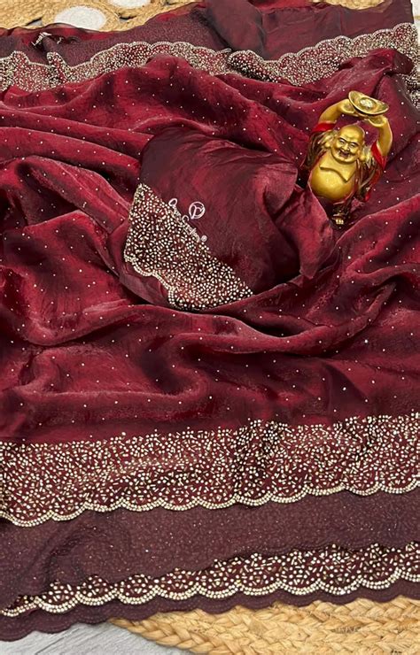 LESITA SPACE SILK ORIGINAL JARKHAN DIAMOND WORK SAREE