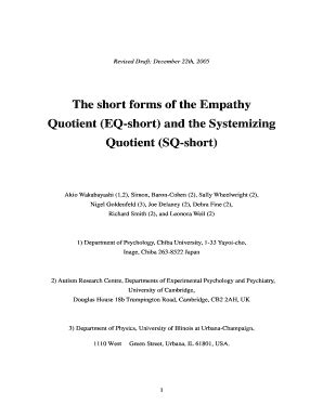 Fillable Online The short forms of the Empathy Quotient EQ-short and ...