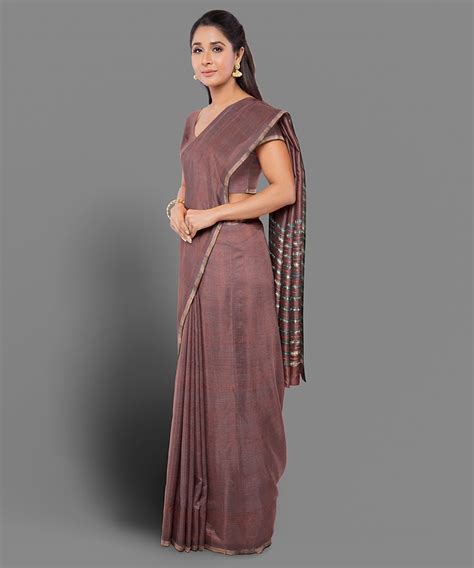 Dual shade mauve handwoven cotton mangalagiri saree – the good loom