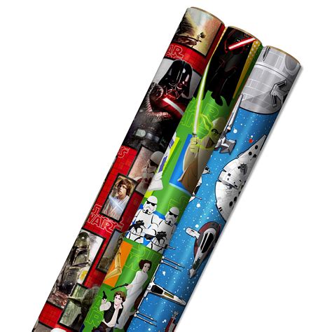 Hallmark 0005EWR2930 Star Wars Wrapping Paper with Cut Lines on Reverse ...