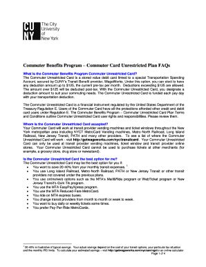 Fillable Online cuny Commuter Benefits Program Commuter Card ...