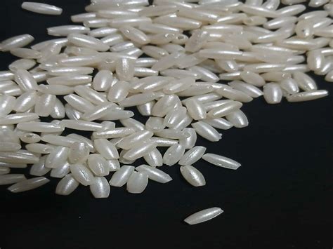 Pearl White Rice Shaped 2 Hole Plastic Beads