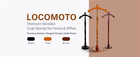 LOCOMOTO Wooden Coat Stand, Glossy Dark Brown Colour for Office & Home ...