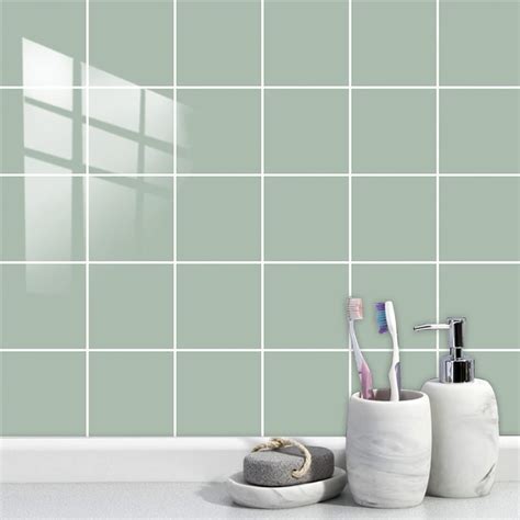 Tile Stickers Light Green Peel and Stick Wallpaper Waterproof Vinyl ...